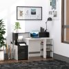 HOMCOM Computer Desk with Drawers and Storage Shelves, Office Desk Writing Table with Printer Stand, Large Workstation for Study Play Work Home Office, 137 x 55 x 92cm, Black and White