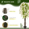 HOMCOM Artificial Realistic White Wisteria Tree Faux Decorative Plant in Nursery Pot for Indoor Outdoor D??cor, 160cm