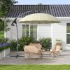 Outsunny 2.7m Cantilever Parasol with Cross Base, Banana Parasol with Crank Handle and 16 Fibreglass Ribs, Round Hanging Patio Umbrella for Outdoor Pool, Garden, Balcony, Beige