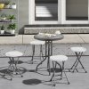 Outsunny Folding Stool Set of 4, Decorative Garden Stool Chair with Safety Latch, Foldable Garden Stools with Powder-Coated Steel Legs HDPE Seat and Handle for Indoor and Outdoor, White