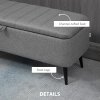 HOMCOM Storage Ottoman with Flip Top, Rectangular Upholstered Bench, Linen Feel Fabric Footstool with Steel Legs for Living Room, Bedroom