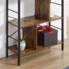 HOMCOM Industrial Storage Unit, 5 Tiers Bookcase with Open Compartments for Office Living Room, Bedroom, Rustic Brown and Black