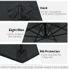 Outsunny 3(m) Garden Banana Parasol Hanging Cantilever Umbrella with Crank Handle, 8 Ribs and Cross Base for Outdoor, Sun Shade, Black