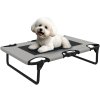 PawHut Raised Dog Bed, Portable Elevated Pet Cot with Breathable Mesh for Indoor Outdoor, for Small Medium Dogs, 75 x 51 x 18 cm, Light Grey