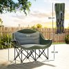 Outsunny Double Camping Chair for Adults, Oversized Heavy Duty Padded Folding Chair with Armrests, Cup Holders and Carry Bag for Outdoor Camping Hiking Picnic Fishing, 250kg Capacity, Green
