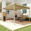 Outsunny 3 x 3(m) Garden Pergola with Retractable Roof and Magnetic Fixture, Outdoor Gazebo Pergola Kit Sun Shade Canopy, UPF30+, Khaki