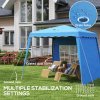 Outsunny 2.4 x 2.4m Pop Up Gazebo Canopy Tent with 2 Sidewalls and Carry Bag, Height Adjustable, UV50+ Party Tent Event Shelter for Garden, Patio, Blue