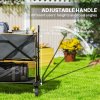 Outsunny Double Decker Folding Trolley on Wheels, 200KG & 350L Capacity Collapsible Wagon Festival Trolley Cart with 134cm Extended for Camping Sports Shopping Garden and Beach, Grey
