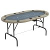 SPORTNOW 10 Player Folding Poker Table, Oval Portable Blackjack Casino Table with Cup Holders, Cushioning Edge, Brown and Blue