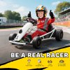 HOMCOM 24V Electric Go Kart for Kids, Drifting Ride-On Racing Go Kart with Slow Start, Music, Horn Honking and Safety Belt, for 8-12 Years Old, White