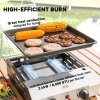 Outsunny Gas Plancha Grill with 2 Stainless Steel Burners, 4.8kW, Portable Tabletop Gas BBQ with Non-Stick Griddle for Camping, Picnic, Garden, Party, Festival, Silver Tone