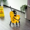 HOMCOM 26L Mop Bucket with Wringer, Mop Bucket on Wheels with Carry Handle, Mop Holder, Plastic Body for Household, Yellow