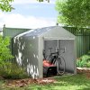 Outsunny 1.6 x 2.2m Garden Storage Shed Tent, Portable Shed Shelter with Galvanised Steel Frame and Large Door, for Motorbike, Garden Tools, Bike Storage, Light Grey