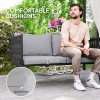 Outsunny 4 Piece Outdoor Garden Furniture Set with Cushions, 4 Seater Garden Sofa Set with Loveseat, Armchairs and Faux Marble Top Table, Outdoor Furniture Set for Patio, Conservatory, Light Grey
