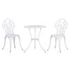 Outsunny 3 Piece Patio Bistro Set for 2, Outdoor Aluminium Garden Table and Chairs with Umbrella Hole for Balcony, White