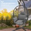 Outsunny Outdoor Swing Chair with Thick Padded Cushion, Patio Hanging Chair with Metal Stand, Foldable Basket Egg Chair with Cup Holder, Rope Structure, for Indoor and Outdoor, Grey