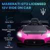 AIYAPLAY Maserati GT2 Licensed 12V Electric Car for Kids, Kids' Electric Ride on with Suspension System, Remote Control, USB, Music, Horn, Lights, Auxiliary Wheels, for Ages 3-5 Years, Pink