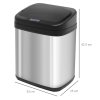 HOMCOM 20L LUXURY Automatic Sensor Dustbin Kitchen Waste Bin Rubbish Trashcan Auto Dustbin Stainless Steel with Bucket 33*25*42.5CM