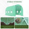 Outsunny 4.5m x 2m Walk-In Polytunnel Greenhouse, with Steel Frame, PE Cover, Roll-Up Door and 6 Windows, Green