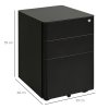 Vinsetto 3-Drawer Mobile Filing Cabinet, Steel Lockable File Cabinet for A4, Legal, Letter, Compact Under Desk Storage Unit with Pre-Assembled Body Except Wheels for Home Office, 39 x 48 x 59cm, Black