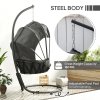 Outsunny Hanging Egg Chair with Cushion and Retractable Canopy, Swing Hammock Chair with Adjustable Metal Stand, for Indoor and Outdoor, Grey