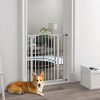 PawHut Pressure Fit Dog Stair Gate No Drilling Safety Gate Auto Close for Doorways, Hallways, 74-87cm Adjustable, 94cm Tall, White