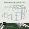 Outsunny Large Polytunnel Walk In Greenhouse, Plant Gardening Tunnel Green House with Metal Hinged Door, Galvanised Steel Frame & Mesh Windows, Green (3 x 4 m)