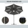Outsunny 3(m) Cantilever Roma Parasol Garden Sun Umbrella Outdoor Patio with 360 Rotation Crank & Tilt Aluminium Frame LED Solar Light Cross Base, Dark Grey