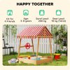 AIYAPLAY Wooden Kids Sandpit, Boat Sandbox with Canopy, Seats, Rudder & Non-woven Fabric Bottom Liner, Outdoor Sand Pit for Children 3-8 Years, for Garden, Grass, Beach, Yellow