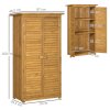 Outsunny Small Shed, Wooden Garden Storage Shed, 3 Shelves Outdoor Tool Shed Cabinet with Asphalt Roof and Shutter Doors, 87cm x 47cm x 160cm, Natural Wood Finish