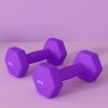 SPORTNOW Set of 2 Hex Dumbbells, Neoprene Weights Pair with Non-Slip Grip, Home Gym Fitness Training Equipment, 2 x 4kg, Purple