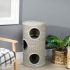PawHut Cat Barrel Kitten Tree Tower for Indoor Cats, Cat Climbing Frame, Covered in Sisal, Cosy Platform - Light Grey