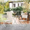 Outsunny 3 Pieces Outdoor Bistro Set, Glass Top Outdoor Table and 2 Folding Chairs, Garden Furniture Set with Protecting Feet, Steel Frame, Easy Clean, White