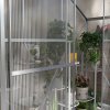 Outsunny 6 x 2.5ft Polycarbonate Greenhouse, Walk-In Green House with Sliding Door, 5-Level Roof Vent, Rain Gutter, Garden Plants Grow House with Aluminium Frame and Foundation, Silver