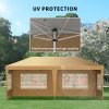 Outsunny 3 x 6m Garden Pop Up Gazebo, Height Adjustable Marquee Party Tent with Sidewalls, Storage Bag, Khaki