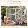 PawHut Large Outdoor Cat House, Walk-in Cat Enclosure, Wooden Catio with 6 Jumping Platforms, Waterproof Asphalt Roof