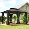 Outsunny 4m x 3(m)Garden Gazebo, Double Roof Outdoor Gazebo Canopy Shelter with Curtains, Solid Steel Frame for Patio, Garden, Black