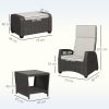 Outsunny 5 Pieces PE Rattan Garden Furniture Set, Wicker Outdoor Furniture Set with Reclining Chairs, Coffee Table, Footstools and Thick Cushions for Balcony, Patio, Brown