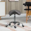 HOMCOM Cosmetic Stool 360?? Rotate Height Adjustable Salon Massage Spa Chair Hydraulic Rolling Faux Leather Saddle Stool Mobility, Grey