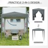 Outsunny 2 x 2 m Garden Pop Up Gazebo, Wedding Party Tent Marquee, Water Resistant Awning Canopy With Sidewalls, Windows, Carry Bag, Grey