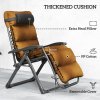 Outsunny Zero Gravity Chairs Set of 2, Folding Reclining Garden Chair, Outdoor Sun Lounger with Cushion, Garden Recliner Chairs with Headrest and Cup Phone Holder Tray for Beach, Brown