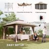 Outsunny 3.6 x 3.6m Pop Up Gazebo with Mesh Sides, UPF50+ Height Adjustable Party Tent Instant Event Shelter with Wheeled Carry Bag and Sand Bags for Garden, Patio, Beige