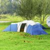 Outsunny 6-9 Man Large Tunnel Tent with 3 Bedroom, Living Area and Porch, 2000mm Waterproof Camping Tent, Portable with Bag, for Fishing Hiking Festival, Blue