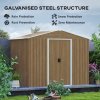 Outsunny 7.7 x 5.7ft Metal Garden Shed with Ventilation Slots and Sliding Doors, Galvanised Outdoor Tool Storage House, Brown Wood Effect