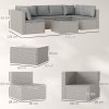 Outsunny 7 Pieces Rattan Garden Furniture Set, 6 Seater Garden Corner Sofa with Wide Seat, Cushions and Glass Top Table, Sectional Outdoor Furniture Conservatory Set for Patio, Grey