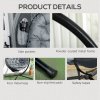 Outsunny Outdoor Hanging Chair, Swing Chair with Metal Stand, Thick Padded Cushion, Foldable Basket and Side Pocket, for Indoor and Outdoor, Charcoal Grey