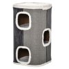 PawHut Cat Barrel Scratching Post Cat Tree for Indoor Cats Kitten Climbing Frame Pet Play Tower Soft Plush & Lamb Fleece Grey