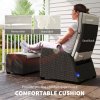 Outsunny 5 Pieces PE Rattan Garden Furniture Set, Wicker Outdoor Furniture Set with Reclining Chairs, Coffee Table, Footstools and Thick Cushions for Balcony, Patio, Brown