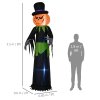 Outsunny 8FT Tall Halloween Inflatable Pumpkin Ghost in A Hat, Blow-Up Outdoor Halloween Decoration with LED Lights for Lawn, Garden, Party