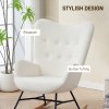 HOMCOM Rocking Chair, Modern Upholstered Velvet Armchair with Solid Wood Legs and Metal Frame for Living Room, Bedroom, Cream